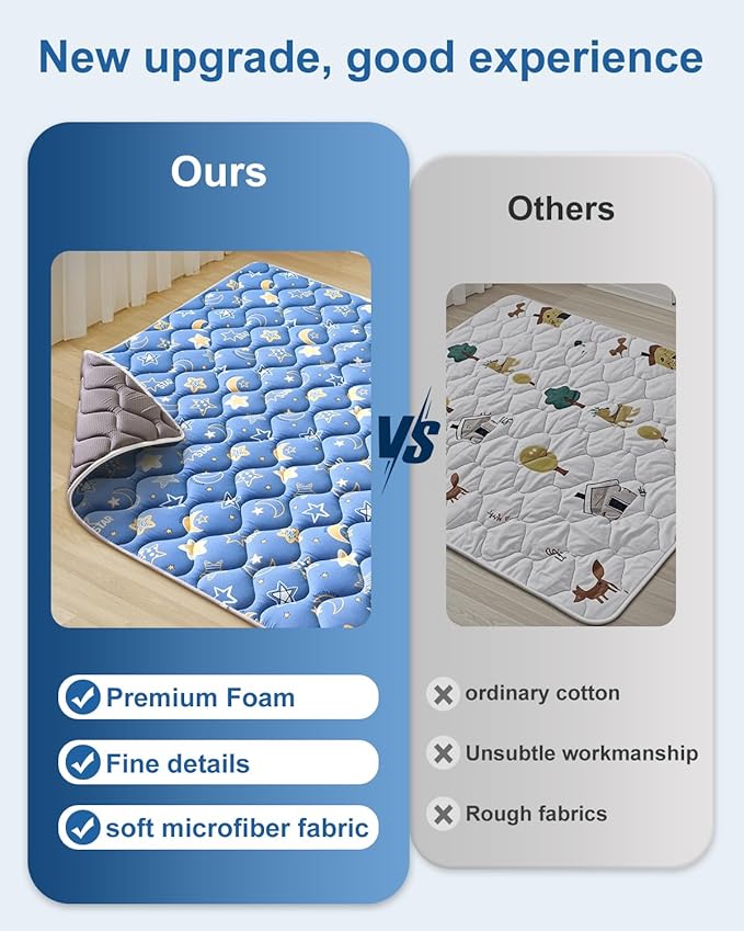 Odorless Premium Foam Baby Play Mat 79" x 59", Soft Microfiber Fabric Crawling Mat for Floor- Comfortable and Hypoallergenic, Non-Slip Cushioned Floor Playpen mat for Infants,Babies,Toddlers