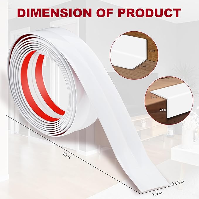 1.6 Inch x 10 Feet Wall Corner Protector Peel and Stick Corner Trim Molding Strip Self Adhesive Wall Edge Protectors Guards for Edge Ceiling, White