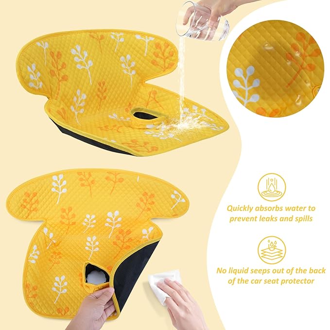 INFANZIA Dry Seat, Car Seat Protector Waterproof Carseat Liner Potty Training Toddlers, Baby and Infants, Piddle Pad for Carseats Strollers (Yellow, 2 Packs)