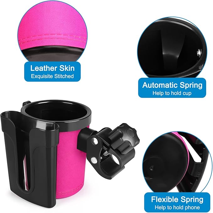 Accmor Stroller Cup Holder with Phone Keys Holder, 3-in-1 Universal Cup Holder, Drinks Bottle Holder for Stroller, Bike, Wheelchair, Walker, Scooter