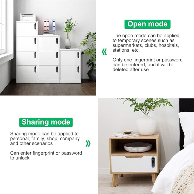Fingerprint Cabinet Lock, Smart Electronic Cabinet Locks, Combination Password Drawer Lock with USBKEY Suitable for Office Cabinet, Wardrobes, Liquor, Weapon Storages and etc-ABS Lock Case