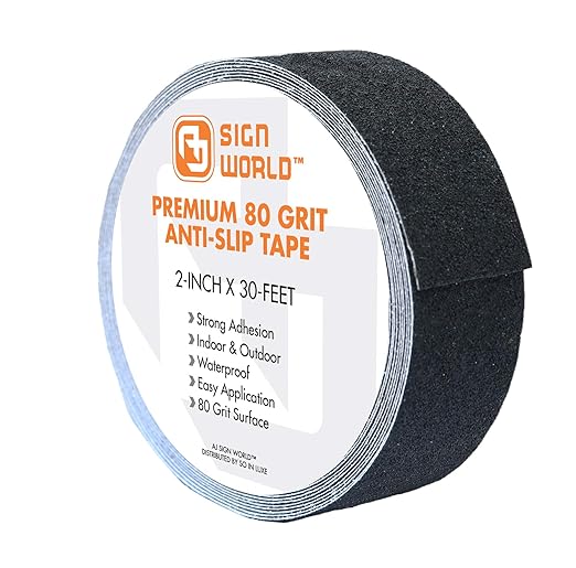 Best Anti-Slip Grip Tape, 2" x 30 FT, Black Color, 80 Grit, Industrial Grade, Indoor, Outdoor (2-Inch x 30 Feet Roll)