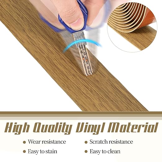 20Ft x 2" Vinyl Threshold Floor Transition Strip Trim Flooring Transition Strips Self Adhesive Wood Flat Divider Carpet Transitions Laminate Strip for Joining Laminate Tiles Carpet Doorway Transitions
