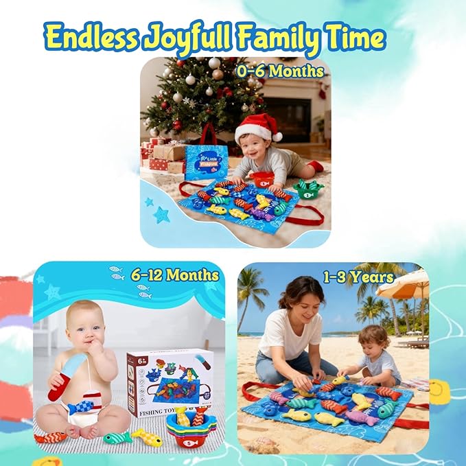 Gacoman Montessori Toys for 1 Year Old Boy Girl Birthday Gift- Cloth Fishing Game for Toddler1-3 for Grandkids with Stacking Cups Learning Educational Toys Baby Toys 12-18 Months