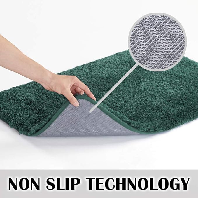 Suchtale Large Bathroom Rug Extra Soft and Absorbent Shaggy Mat (24 x 60, Hunter Green) Machine Washable Non Slip Microfiber Mat With Rubber Back