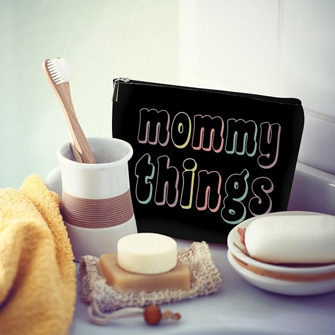 Mommy and Baby Bag Set Canvas Pouch Set Black Keepsake for New Mothers Travel Toiletry Bag for Baby Stuff, Mother's Day Gifts, Set of 2