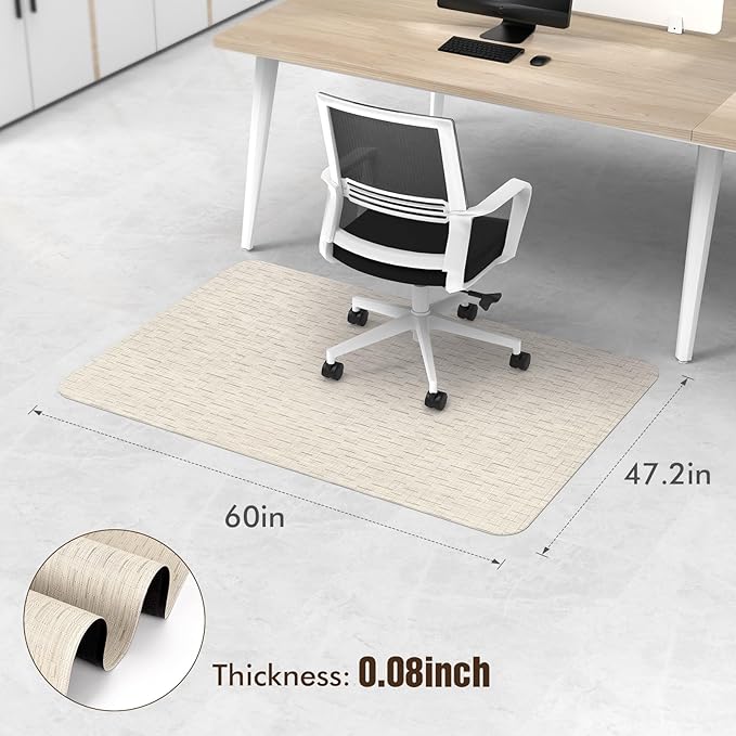 Blvornl Office Chair Mat for Hardwood Floor and Low Pile Carpet, 47.2"x 60" Desk Chair Mat for Hard Wood, Anti-Slip Hard Floor Protector Rolling Chair Mat, PVC Mat Desk Rug for Home, Light Brown