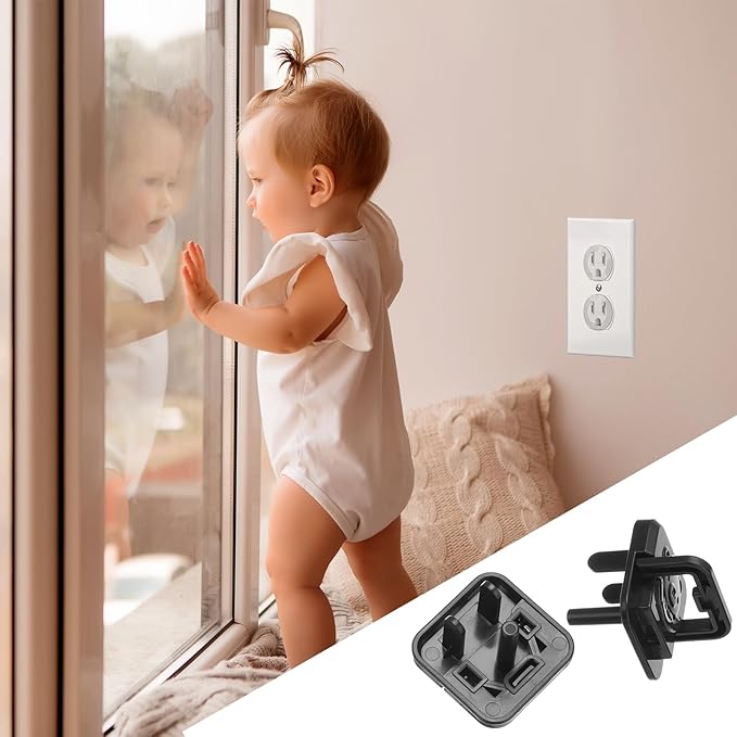 MECCANIXITY 10 Pack Outlet Covers Proofing, Plug Covers Easy Installation Electric Plug Protectors Safety Socket Cover Plugs Protector Black