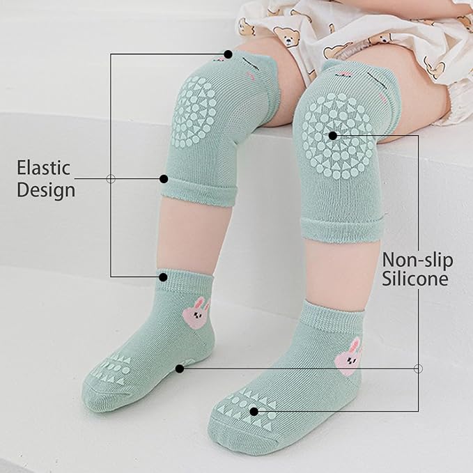 TFTSR Baby Knee Pads for Crawling (3 Pairs) and Baby Socks for Walking (3 Pairs), Walking Protector for Toddler Kid Girls Boy