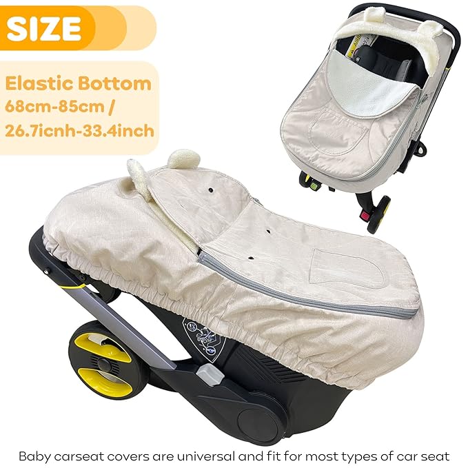 Car Seat Cover Baby Carseat Covers,Car Seat Covers for Babies Winter,Universal Infant Car Seat Canopy Shield for Cold Weather, Warm and Cozy Protect Boy&Girl from Cold Wind-for All Seasons