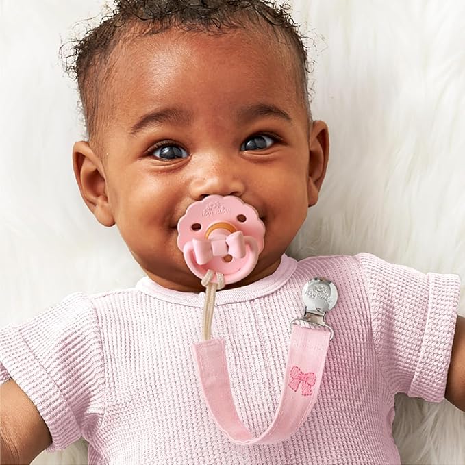Itzy Ritzy Fabric Pacifier Strap – Universal Pacifier Clip Attaches to Clothing, Strollers & Bags - Keeps Pacifiers, Teethers & Toys Secure & Within Reach - Pack of 2 (Bows & Floral)