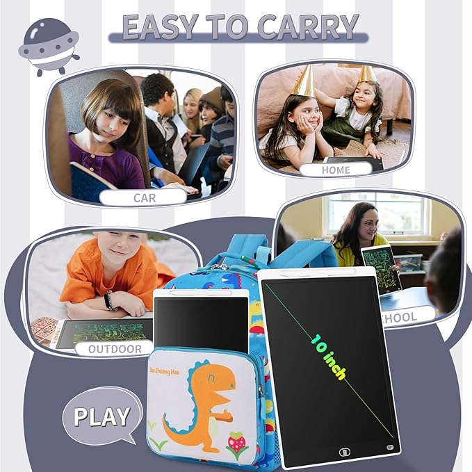 [2 Pieces] 10 Inch LCD Colorful Writing Graphic Tablet, Erasable Drawing Board, Kids Gift, Graphic Board for Games for 3 4 5 6 7 Years (Black & White)