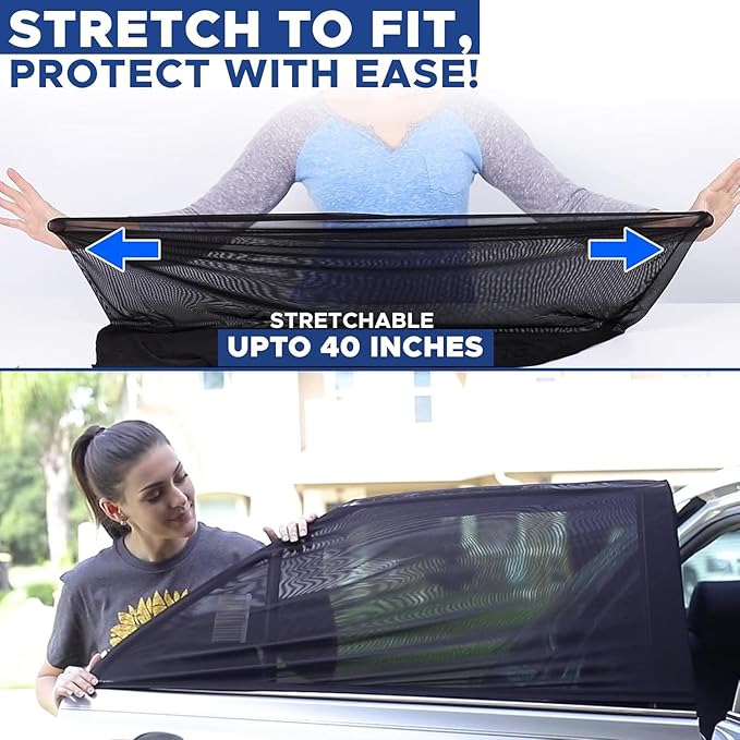 EcoNour Car Window Screen for Toyota RAV4 (2019-2025) 2 Pack | Breathable Mesh Camping Window Covers | 100% Protection from Bugs, Mosquito & UV | Baby Safe Privacy Blackout Net | Car Accessories