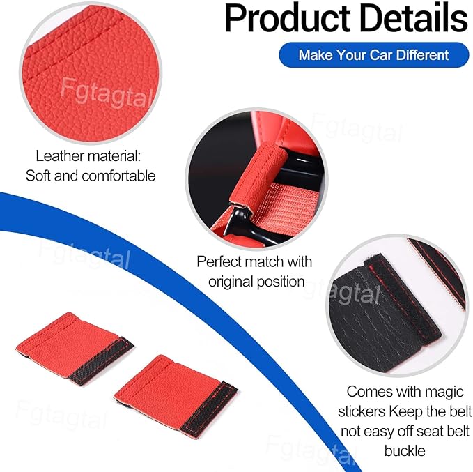 Car Seat Belt Stay Clips Compatible with Chevrolet Corvette C7 C8 2014-2026, Seat Belt Guide Anti-Belt Pop Guards Clips, Seat Belt Buckle Anti Off Cover, 2Pcs (Red)
