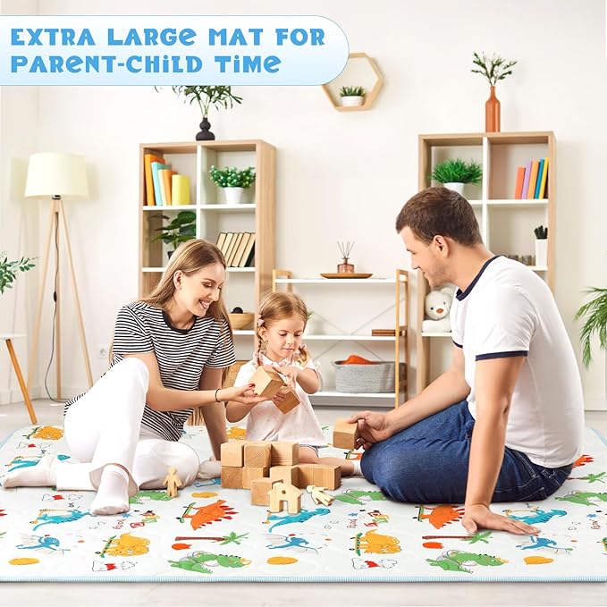 Baby Play Mat, Toodler Floor Mat 59 x 71 inch, Extra Thick Foam Non-Slip Washable,Crawling Cushion for Tummy Playing