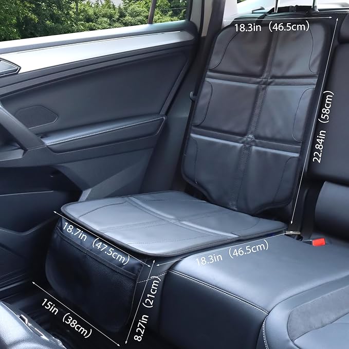 Car Seat Protector,Extra Thick Car Seat Covers Non-Slip Waterproof Mat Pad Leaving No Imprints Marks for Child Baby Pet Truck SUV Automobile (Black-B)