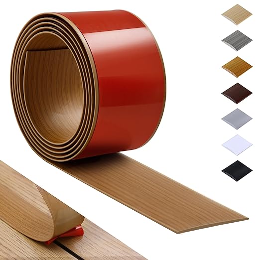 Bnell Floor Transition Strip Self Adhesive Vinyl Laminate Floor Cover Strip 3" Floor Flat Divider Strip for Joining Floor Gaps and Doorway Transitions (10Ft, 7.6cm, Yellow Oak)