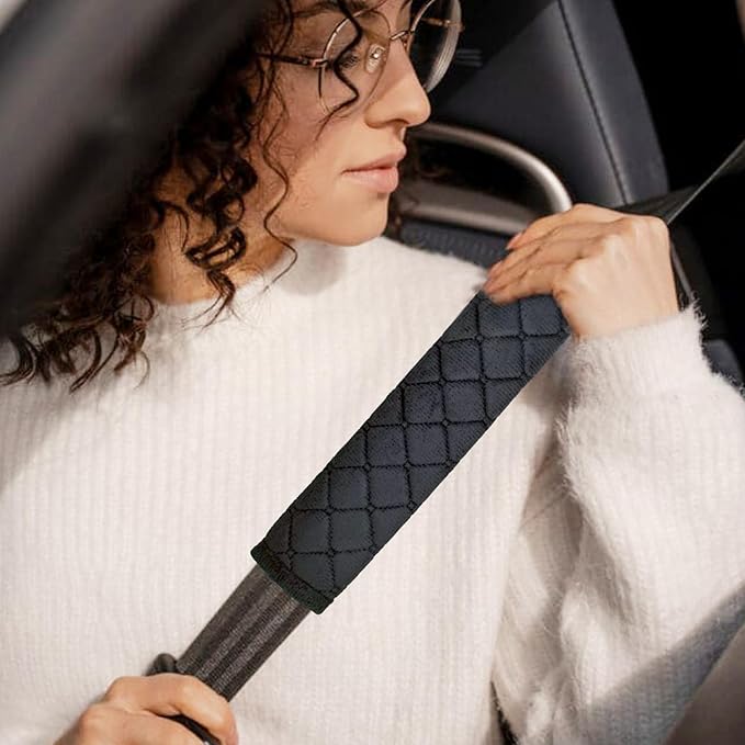 Car Seat Belt Cover Pad, 5 Pack, Seatbelt Covers for Car Accessories, Soft Material, Car Seat Strap Pads, Black 10.63 inches, Universal Fit for All Vehicles, Comfort for neck shoulders (5-Black)