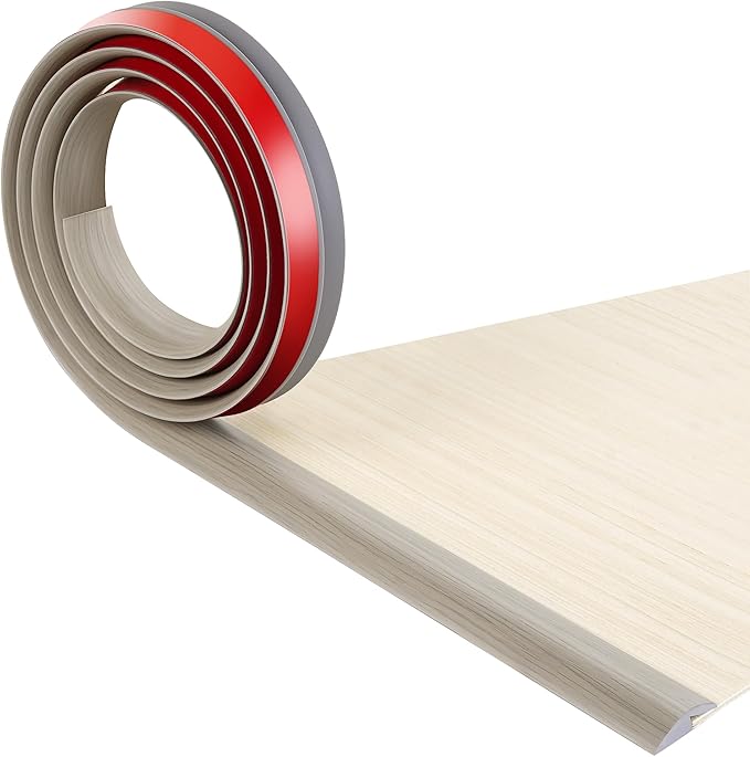 BNELL Floor Transition Strip Self Adhesive-PVC Carpet & Floor Edging Trim Strip,Threshold Transitions Suitable for Threshold Height Less Than 7mm (9.84FT_Gray Wood Grain)
