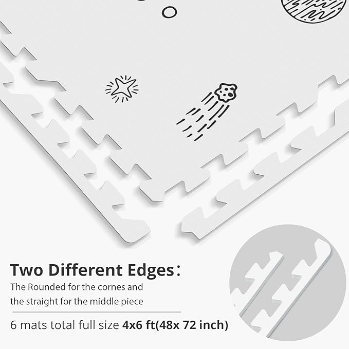 72x48 Baby Crawling Mat,Baby Foam Play Mat, Floor Mats for Kids for Infants with Interlocking Floor Tiles,Toddler Playmats for Indoor and Outdoor, Easy to Clean Playroom Mats(Galaxy)