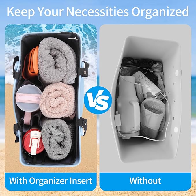 Dry and wet separation,Beach Bags Organizer Insert Compatible with Original XL Bogg Bag,Lightweight Mesh Divider Pouch Insert for Bogg Bag Accessories, 18" x 8.3" x 12.2" Beach Tote Bags