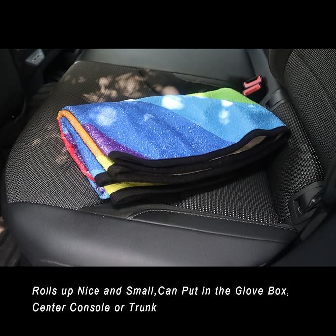 LoyaGour Car Seat Cover Protector Front Seats,for Gym Workout,Running,Swimming,Beach and Hiking,Waterproof Sweat Towel Bucket Seat Covers for Cars SUV Trucks (Rainbow, 1Pcs)