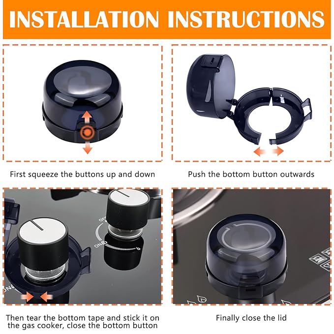 5-Pack Stove Knob Safety Covers,Upgraded Press Gas Stove Knob Locks,Durable Design Childproof Oven Knob Locks for Babies and Pets, Sticky and Easy to Install,Black