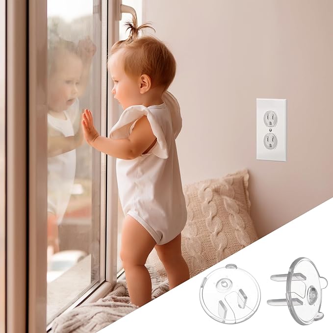 MECCANIXITY 24 Pack Outlet Covers Proofing, Plug Covers Easy Installation Electric Plug Protectors Safety Socket Cover Protector Transparent