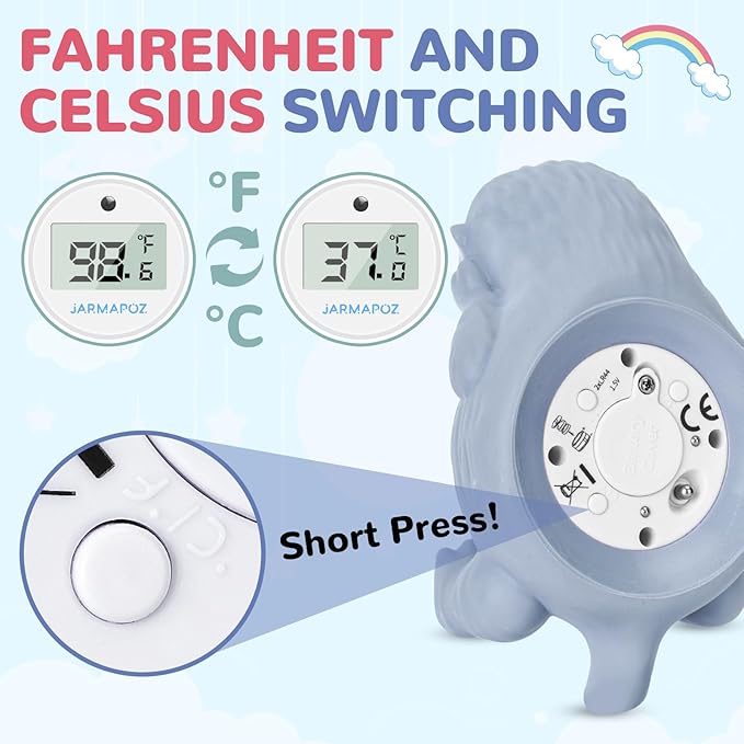 JARMAPOZ Baby Bath Thermometer - Water Thermometer for Baby Safety - Quick Read Floating Bathtub Toy in Fahrenheit & Celsius - Ideal for Infant, Newborn & Toddler Bath Time