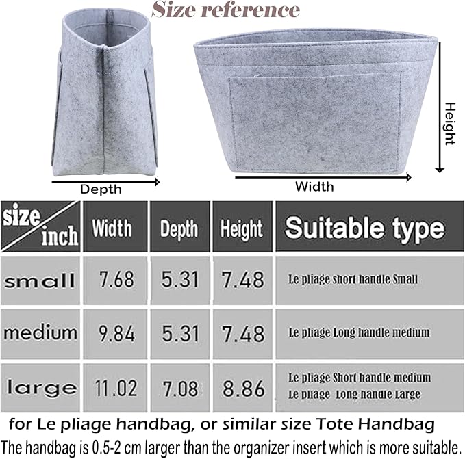 Lckaey Purse Organizer Insert for longchamp Le Pliage Neo(Large) Handbags Insert Organizer 1012French grey-L