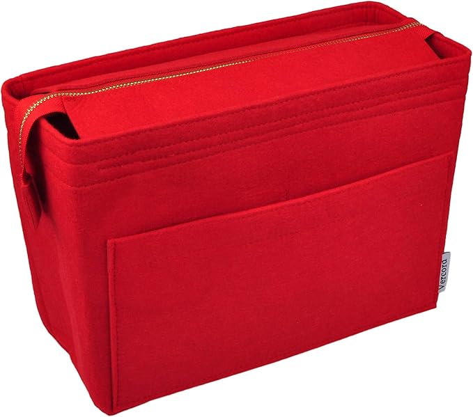 Vercord Felt Zipper Handbag Tote Purse Duffel Backpack Organizer Insert Red Small