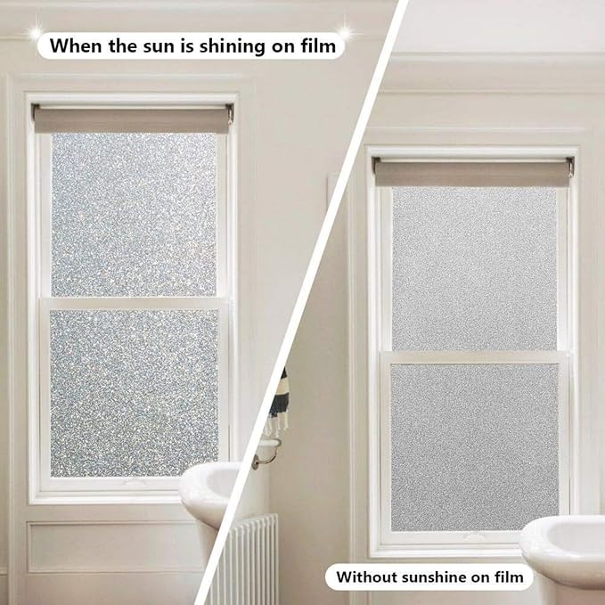 Finnez Frosted Privacy Window Film - Static Cling No Adhesive, Reusable & Easy to Remove, Decorative Glass Film for Home Bathroom Office Door, Crystal Clear 23.6 x 157.4 inches