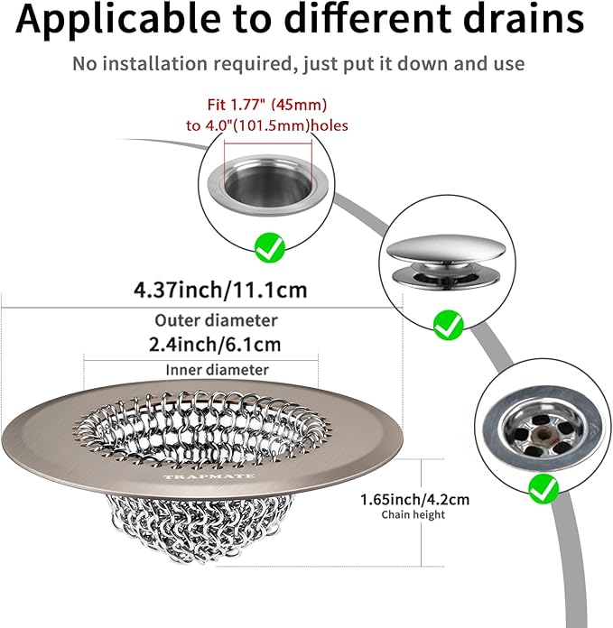 Reversible Shower Drain Hair Catcher, Prevent Clogging Bathtub Drain Cover, Fast Drainage & Easy Clean Tub Drain Hair Catcher for Regular & Pop-up Drain (Brown)
