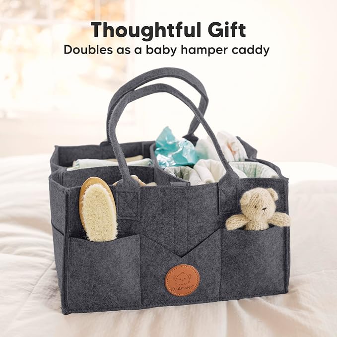 KeaBabies Baby Diaper Caddy Organizer with Handle - Portable Baby Car Organizers and Storage for Nursery, Changing Table, Large Shower Gift Basket for New Mom Gifts & Boy Girl Registry (Mystic Gray)
