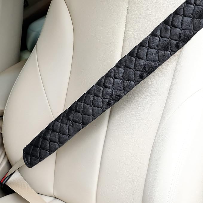 Tatuo 4 Pack Seat Belt Cover Extra Long Seat Belt Pads for Car Soft Comfort Shoulder Strap Covers Harness Pads Helps Protect Your Neck and Shoulder(25.6 Inch,Black)