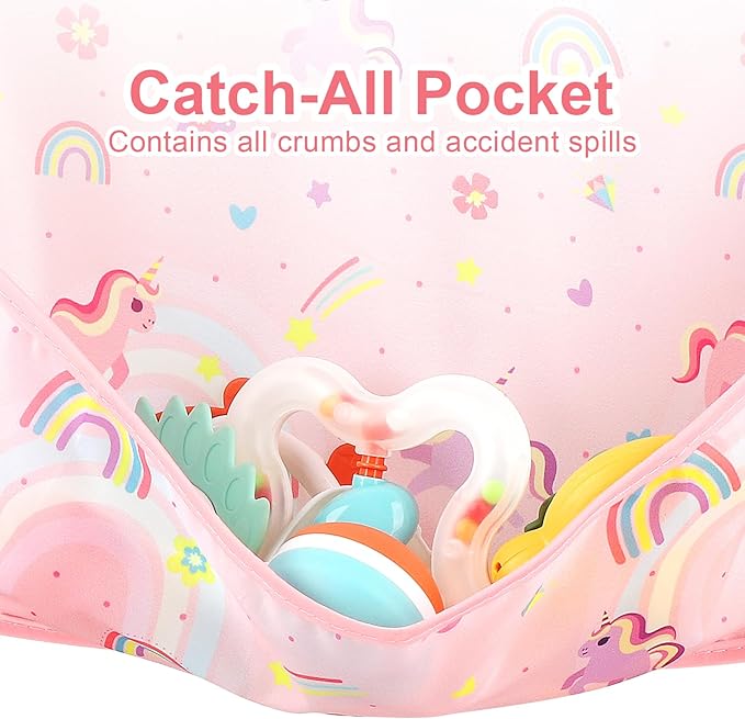 Accmor 5 Pack Long Sleeve Bibs, Baby Smock Waterproof Sleeved Bib Smock for Baby Toddler 6-36 Months