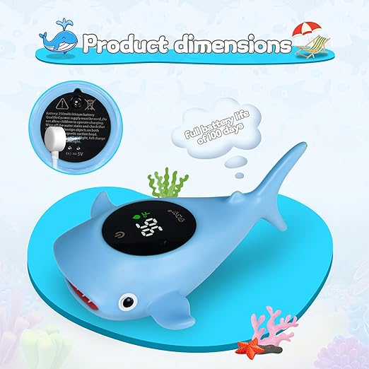 Baby Bath Thermometer with Floating Toys - Digital Water & Room Temperature Monitor, Rechargeable Thermometer with Alerts for Newborn Bath Essentials, Infant Safety
