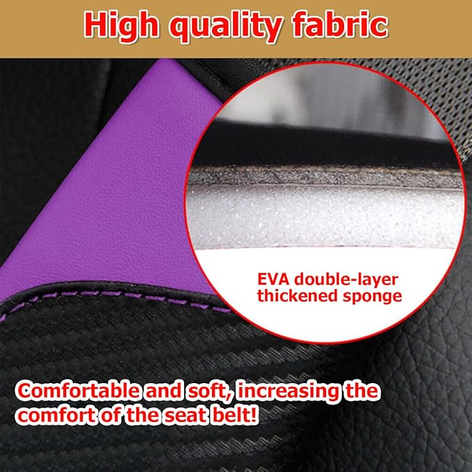 AUCELI 2PCS Car Seat Belt Cover, Carbon Fiber Seatbelt Shoulder Strap Covers, Breathable Leather Soft Harness Pad Protect Your Neck and Shoulder Compatible with Cars