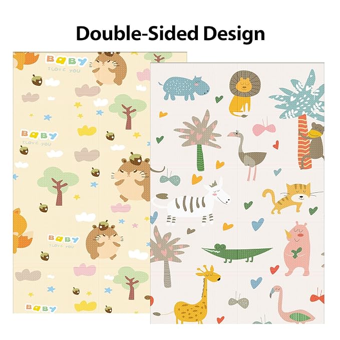 XVISHX Baby Play Mat, 71 x 59 Inch Play Mat Perfect for Use Baby Playpen, Foldable Baby Foam Playmat for Floor, Portable Waterproof Activity PlayMats for Babies, Infants and Toddlers
