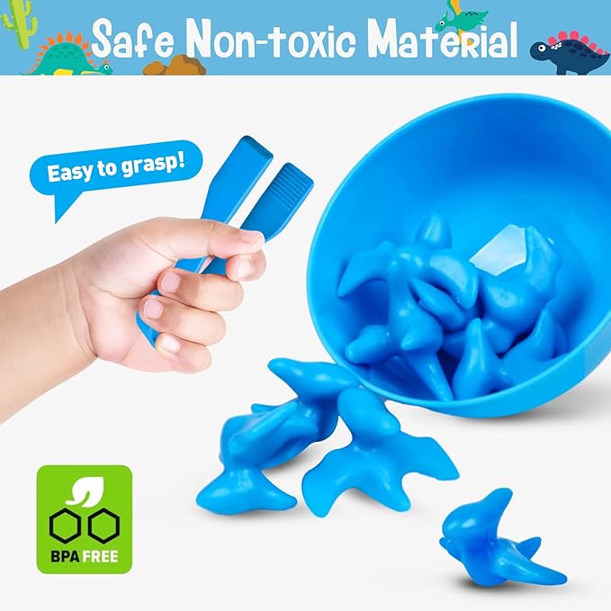 NAODONGLI Counting Dinosaurs Color Sorting Toys with Rainbow Bowls,Sensory Training & Counting Activity Montessori Education Learning Activities Easter Basket Stuffers Gifts for Boys Girls
