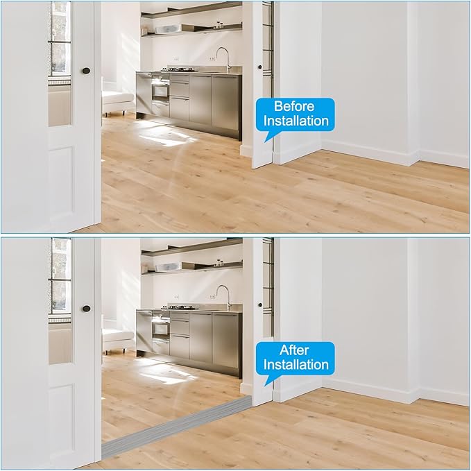 PATIKIL Self Adhesive Floor Transition Strip 20 ft x 1.6" Vinyl Flat Divider Flooring for Joining Floor Gaps Carpet Transition Floor Tiles, New Gray Wood Grain
