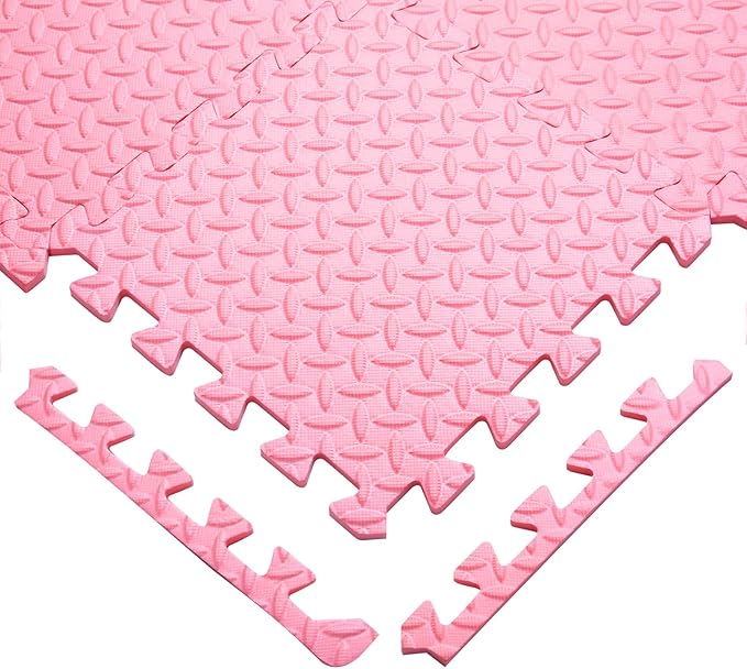 Coolcandy Baby Foam Play Mat 16Pcs with Edge Strips, 4 Colors Interlocking Floor Tiles, 0.4″ Thickened Non-Slip Puzzle Floor Mat for Infants Toddlers Playroom & Daycare