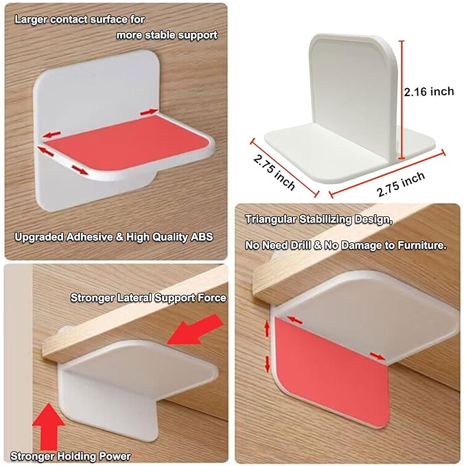 6 Packs Furniture Anchors for Baby Proofing, No Drill Adhesive Anti Tip Wall Anchors for Dresser Bookshelf Mirror Cabinet TV Stand Pantry Shelves Securing