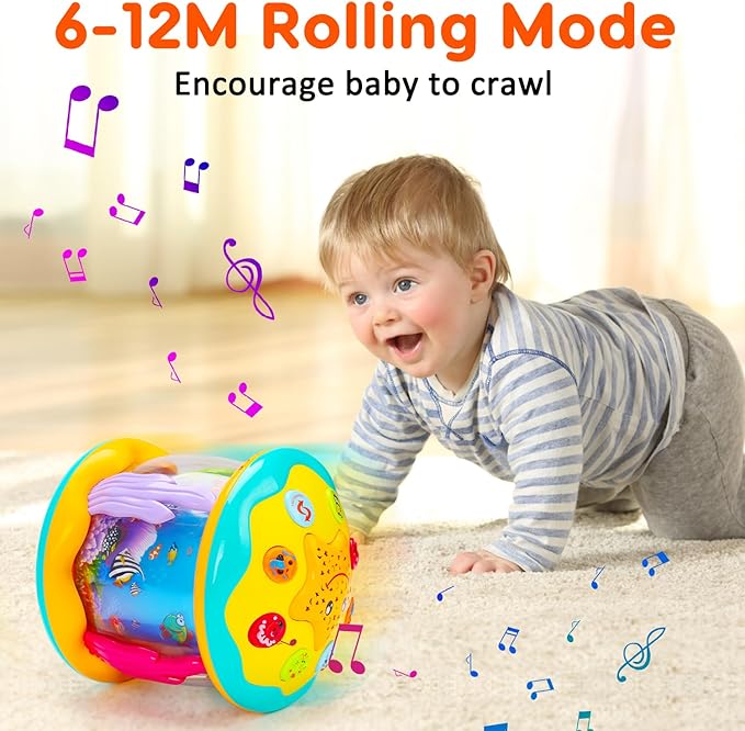 Baby Toys 6 to 12 Months Ocean Projector Rotating Musical Light Up Tummy Time Toys for Infant 0-6 3-6 Months Baby Aquarium Crawling Toys 4 5 6 7 8 9 12-18 Months Birthday Gifts for 1 Year Old Boy Girl