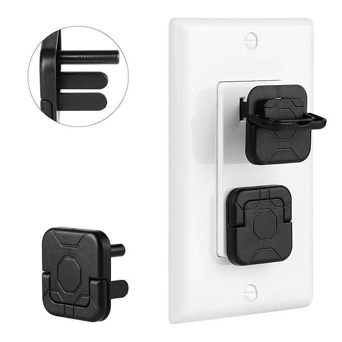 Bates- Electrical Outlet Covers Baby Proofing, 10 Pack, Black, ABS Plastic, 3 Prongs & Hidden U Ring Design, Outlet Plug Covers Baby Proofing