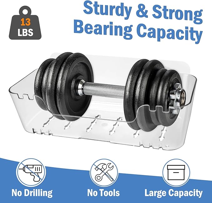 EEKEDO Bath Toy Storage Organizer 2 Pack Clear Bathtub Toy Storage Holder Large Capacity Shower Caddy Wall Mounted Shower Organizer No Drill for Bathroom, Quick-Dry, Easy to Clean and Install