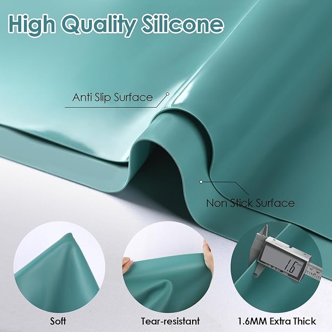 Extra Large Silicone Mat for Kitchen Counter 36" x 24" Silicone Table Mat for Resin Workbench Mat Heat Resistant Mat Coffee Bar Mat,Dark Green