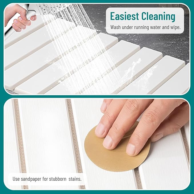 Stone Dish Drying Mat For Kitchen Counter Off-White 24"x16" – Quick Dry & Foldable Diatomaceous Earth Mat for Dish , Bottle , Cup , Tableware & Match Any Countertop.