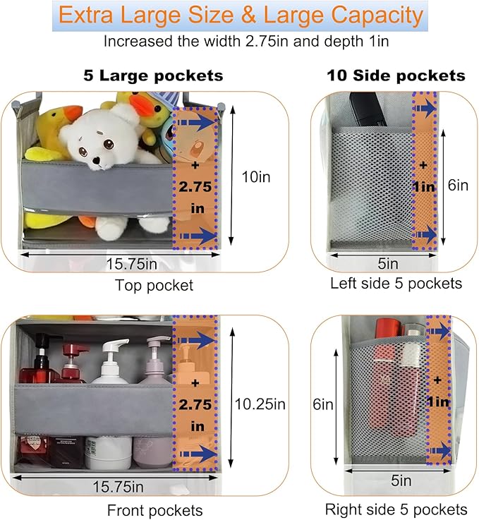 roomtalk Extra Large Over The Door Organizer Storage 6-Shelves and 12 Side Pockets, Heavy Duty Hanging Door Organizer for Closet Bathroom Bedroom Nursery Pantry, Grey