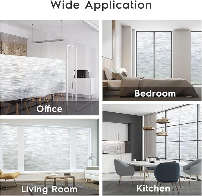 rabbitgoo Window Privacy Film Frosted Glass Film Removable Vinyl Door Coverings UV Blocking Decorative Static Cling Non-Adhesive Window Clings Sticker for Home Decor, 23.6 x 78.7 Inches